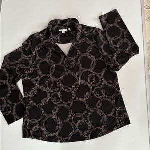 NWOT Chico's Black and Pink 1/2 Zip Pullover